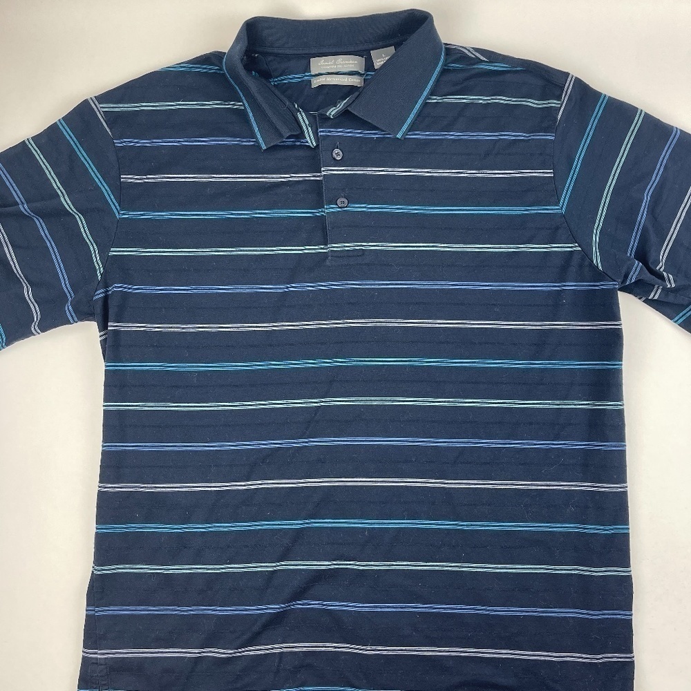 Daniel Cremieux Signature Collection Polo Mens Large Blue Striped